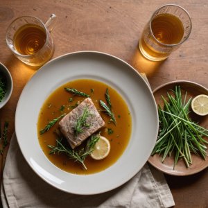 Anguille au vert et émulsion à l'ail