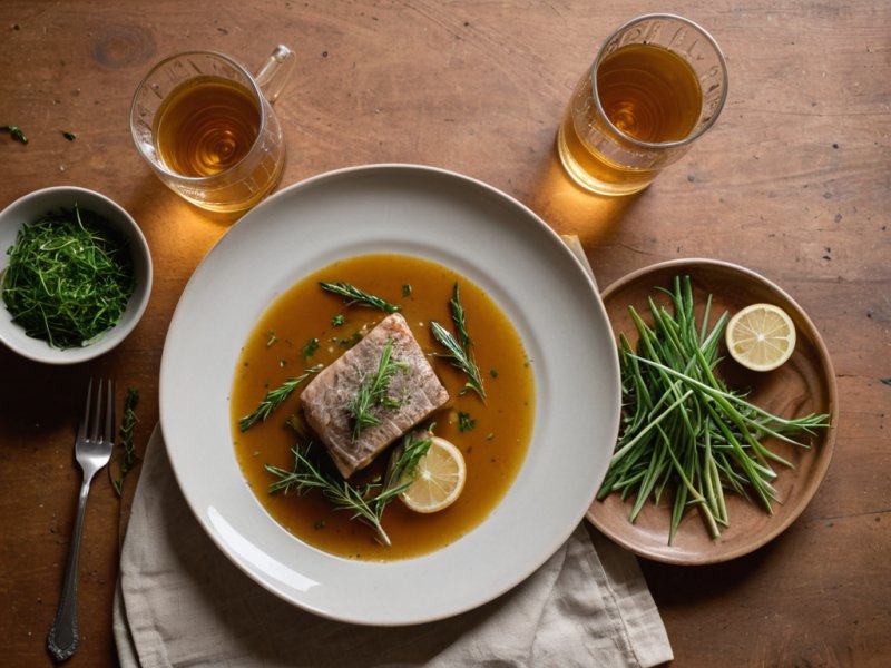 Anguille au vert et émulsion à l'ail