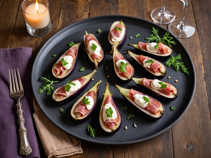 Aubergines roulées au jambon cru