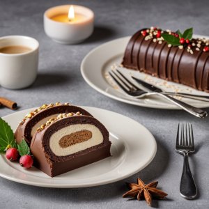 Bûche de Noël vegan aux deux chocolats