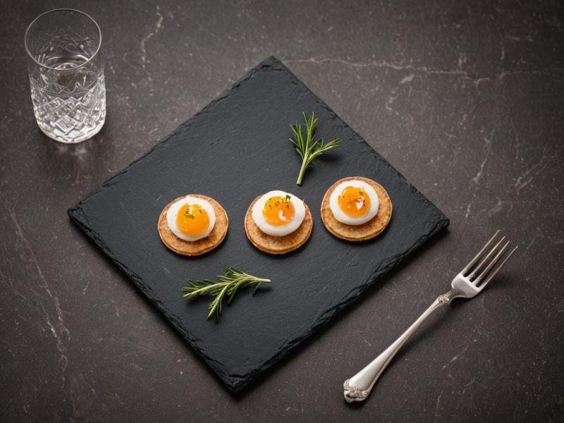 Blinis au saumon fumé et oeuf de lump