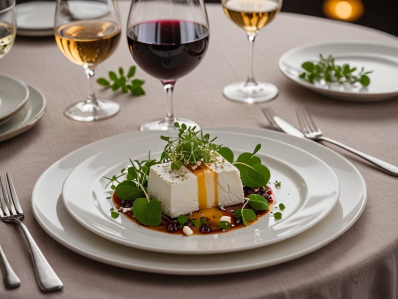 Bricks de chèvre aux oignons caramélisés, poires et mâche