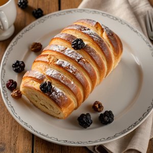 Brioche trenzada con uvas secas