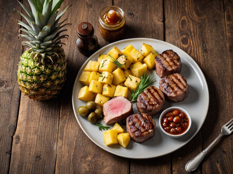 Brochette porc ananas
