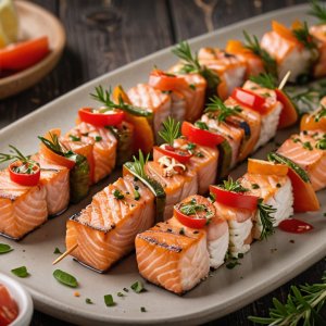 Brochettes de saumon