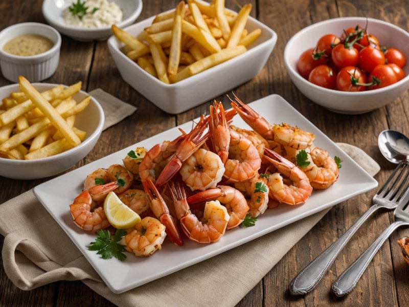 Cari de gambas frites