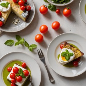 Clafoutis chèvre pesto