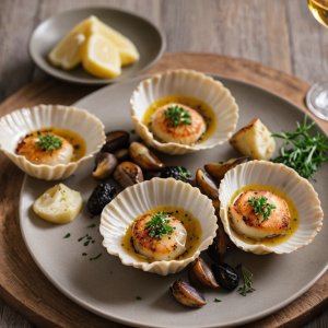 Cocas de saint jacques a la normanda