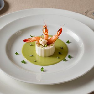 Crème d'avocat aux langoustines
