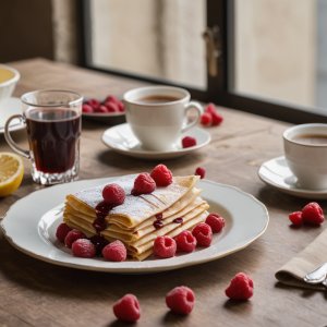 Crêpes aux framboises