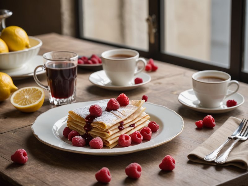Crêpes aux framboises