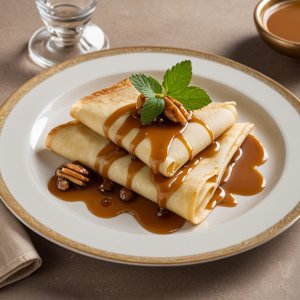 Crêpes aux poires sauce caramel