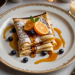 Crêpes suzettes flambées au grand marnier