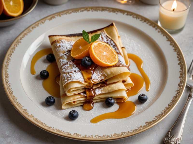 Crêpes suzettes flambées au grand marnier