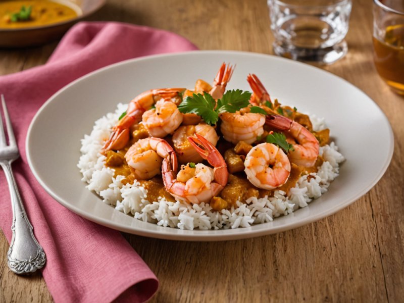 Crevettes au curry et coco