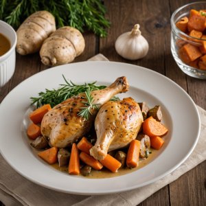 Cuisses de poulet aux topinambours