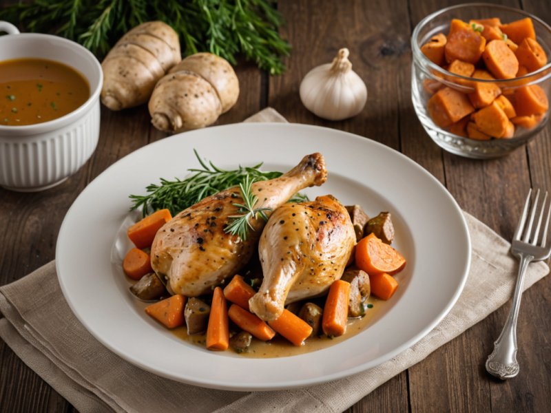 Cuisses de poulet aux topinambours