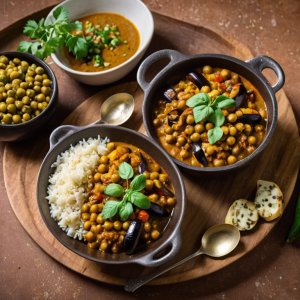 Curry d'aubergines et pois chiches