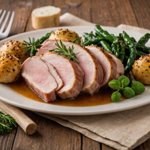 Stuffed pork chop with spinach and ham
