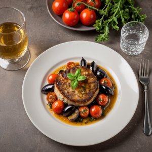 Escalope de dinde aux aubergines et tomates