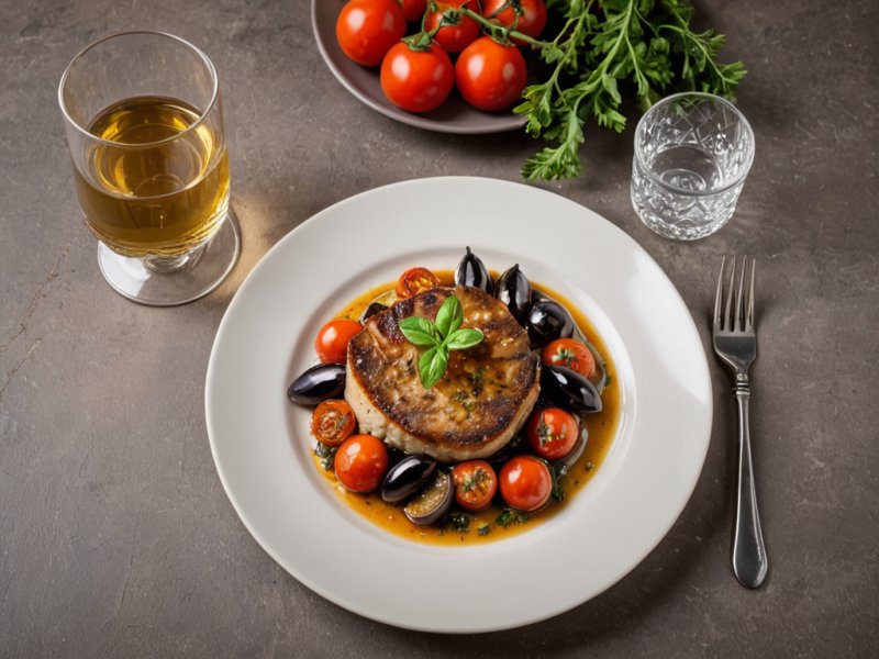 Escalope de dinde aux aubergines et tomates