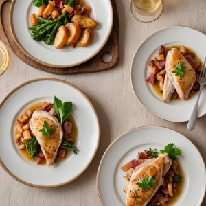 Escalopes de poulet aux poireaux et au cidre