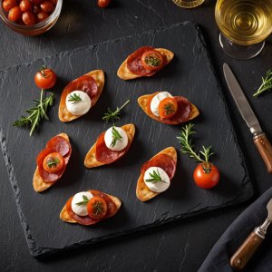 Feuilletés à la mozzarella, chorizo et tomate