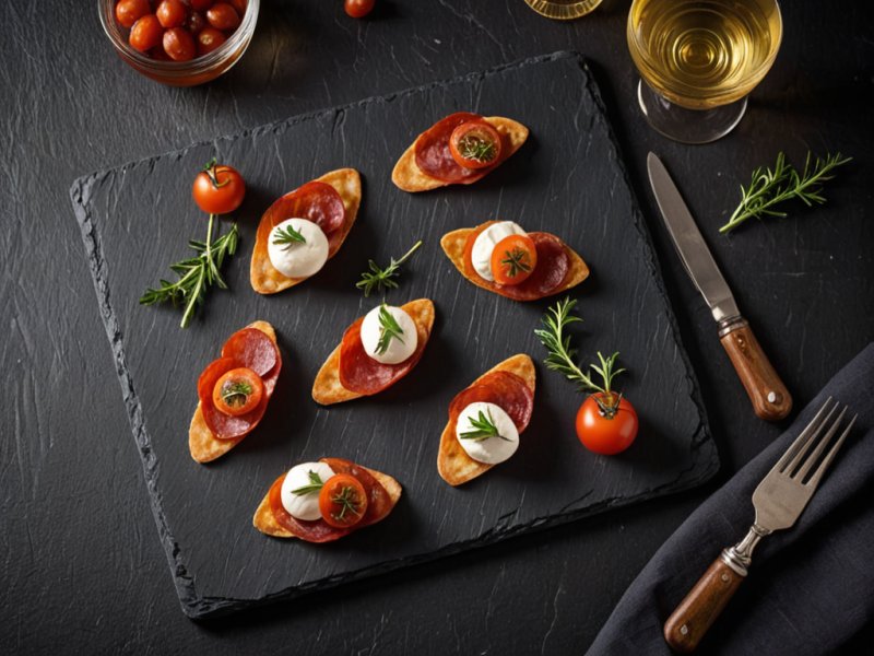 Feuilletés à la mozzarella, chorizo et tomate