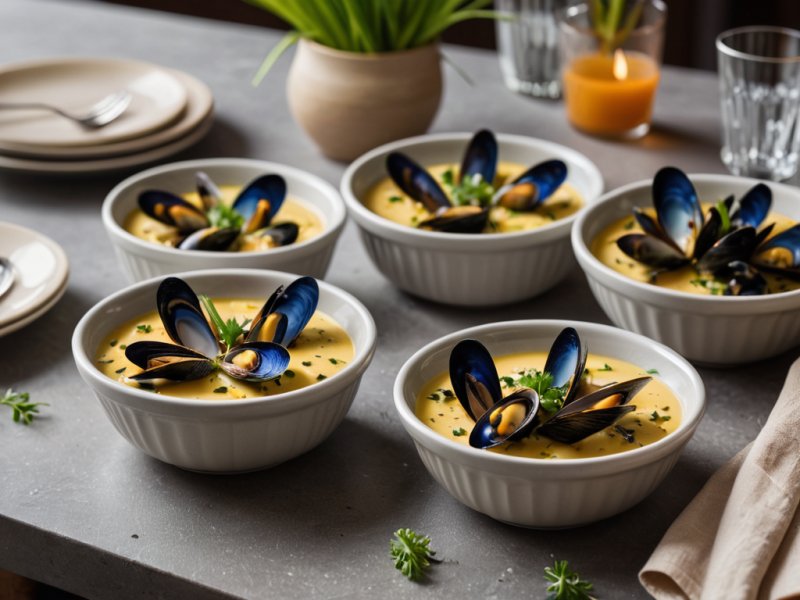 Flans de poireaux aux moules