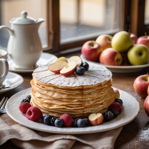 Gâteau de crêpes aux pommes