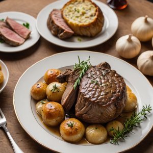 Lamb shank in pastry crust with mushrooms