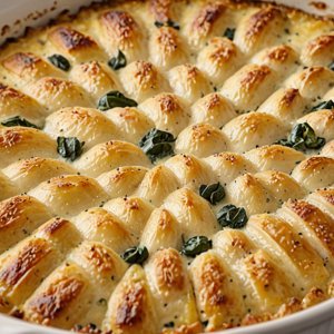 Gratin de merlan farci aux épinards