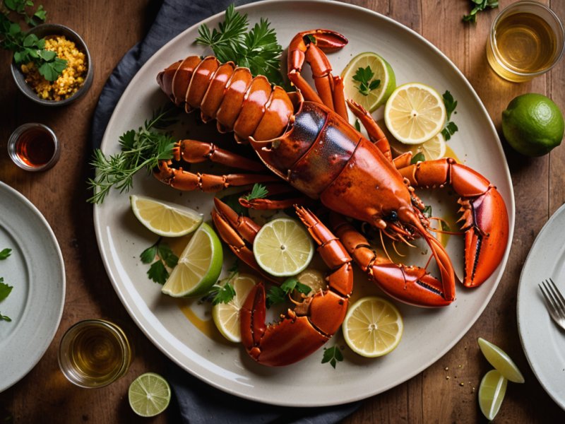 Homard grillé au citron et au piment d'Espelette