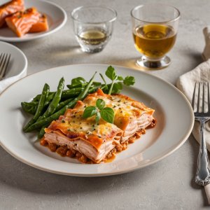 Lasagnes aux poireaux et au saumon