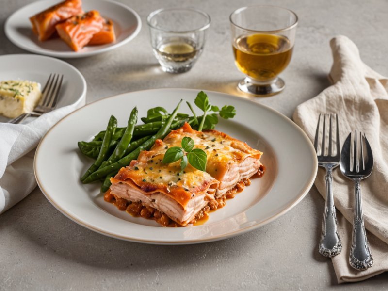 Lasagnes aux poireaux et au saumon