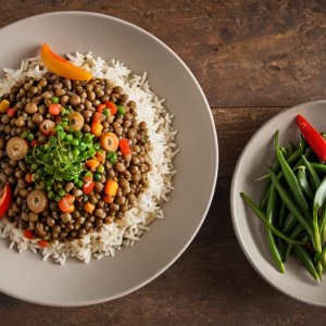 Lentilles corail au wok