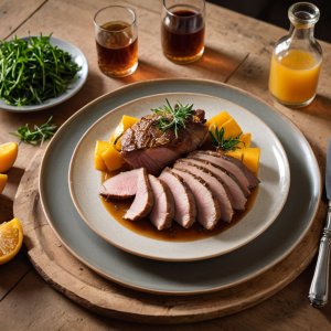 Magret de canard à la mangue