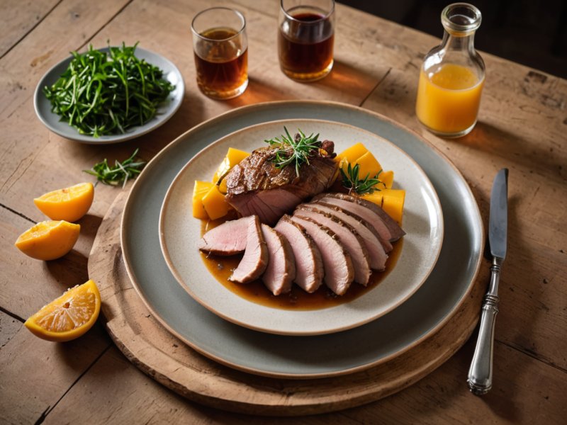 Magret de canard à la mangue