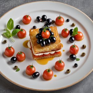 Mille-feuille de tomate et mozzarella