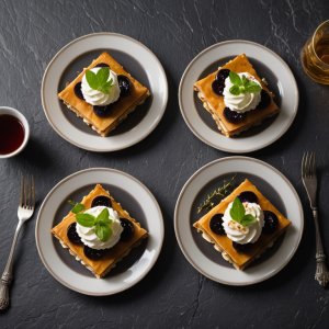Mille-feuilles d'aubergine au chèvre et miel épicé