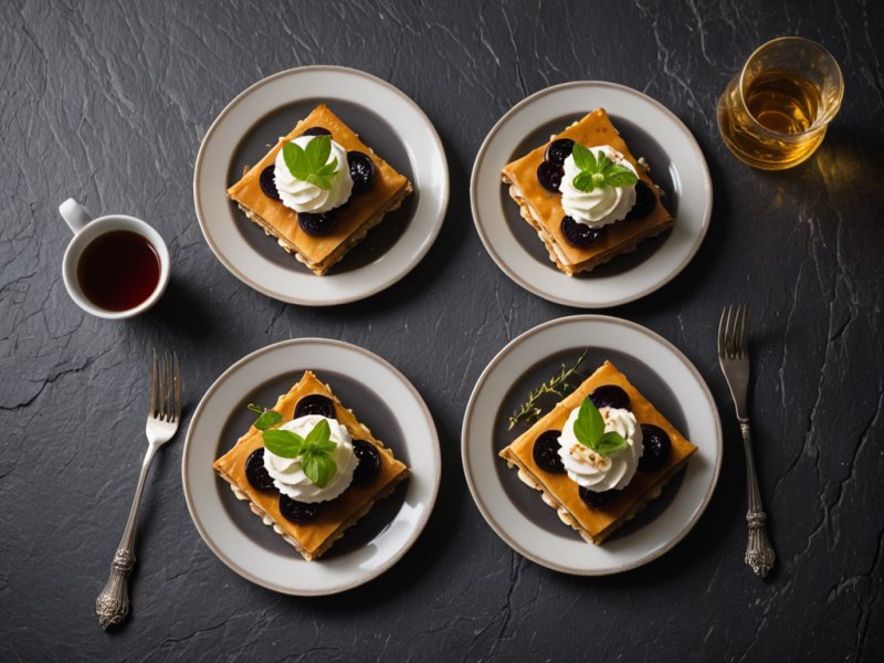 Mille-feuilles d'aubergine au chèvre et miel épicé