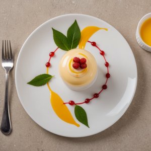 Mousse de litchi et son coulis de mangue