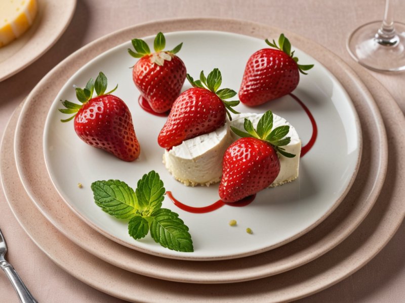 Mousse fraîche aux fraises et menthe