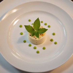 Émulsion de petits pois à la menthe