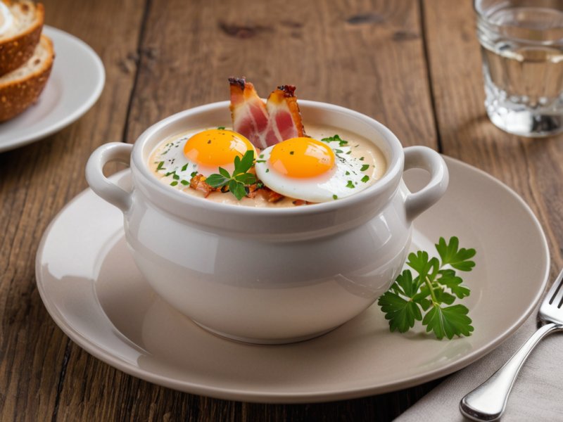 Oeuf cocotte au bacon