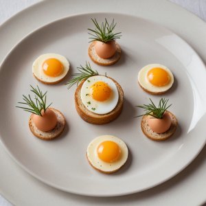 Oeufs dans leurs nids de pain de mie