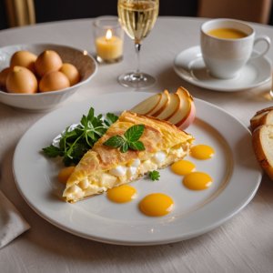 Omelette aux pommes et fromage