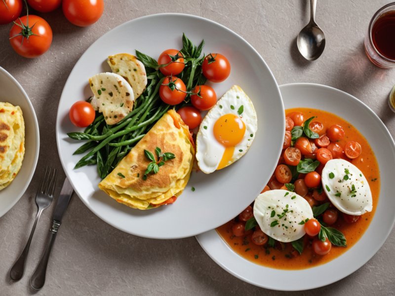 Omelette à la tomate et basilic