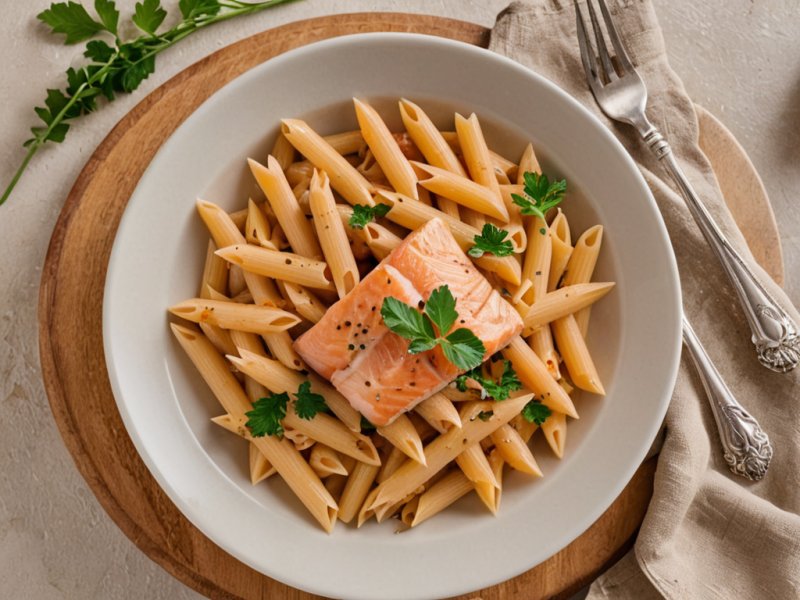 Penne au saumon et pamplemousse