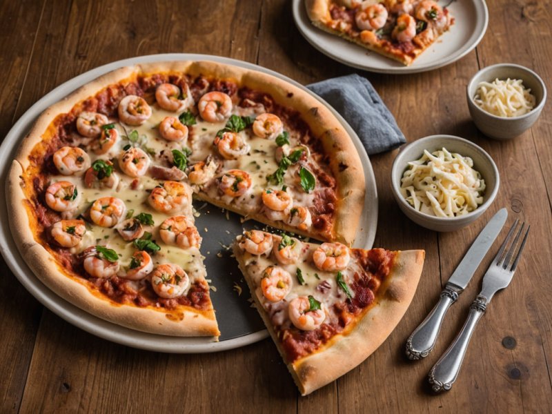 Pizza au thon et aux crevettes